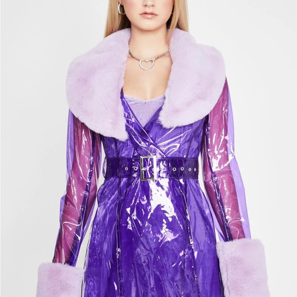Sugar Thrillz Purple Faux Fur Trim Jacket & Velvet Dress